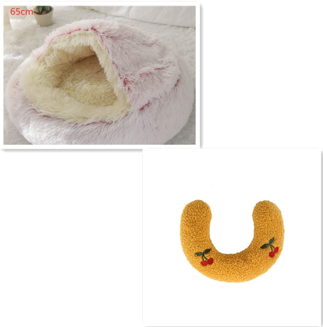 2-in-1 Round Plush Dog & Cat Bed