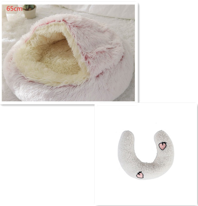 2-in-1 Round Plush Dog & Cat Bed