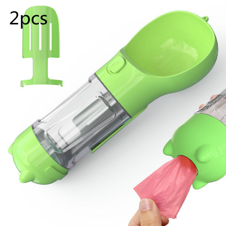 Portable 3-in-1 Dog Water Bottle Feeder with Bowl & Garbage Bag Storage