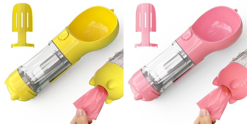 Portable 3-in-1 Dog Water Bottle Feeder with Bowl & Garbage Bag Storage