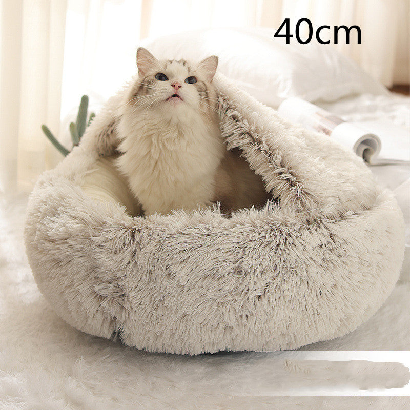 2-in-1 Round Plush Dog & Cat Bed