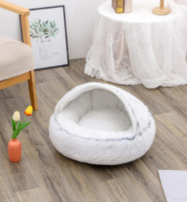 2-in-1 Round Plush Dog & Cat Bed