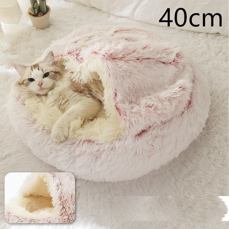 2-in-1 Round Plush Dog & Cat Bed