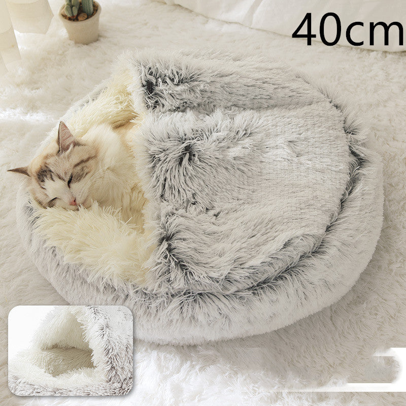 2-in-1 Round Plush Dog & Cat Bed