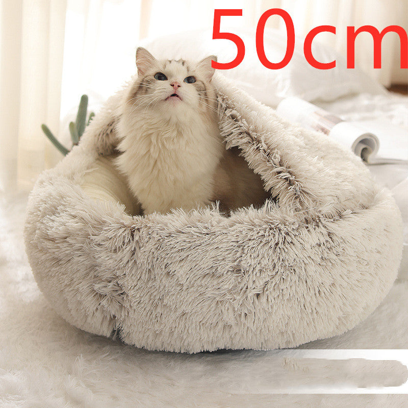 2-in-1 Round Plush Dog & Cat Bed