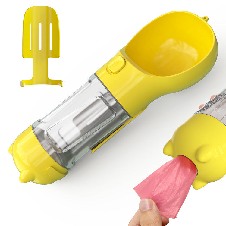Portable 3-in-1 Dog Water Bottle Feeder with Bowl & Garbage Bag Storage