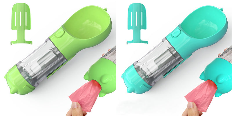 Portable 3-in-1 Dog Water Bottle Feeder with Bowl & Garbage Bag Storage