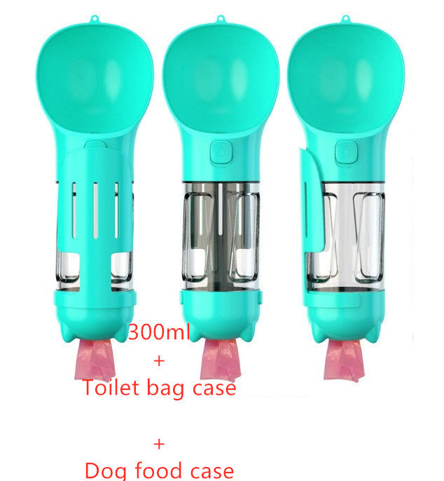 Portable 3-in-1 Dog Water Bottle Feeder with Bowl & Garbage Bag Storage
