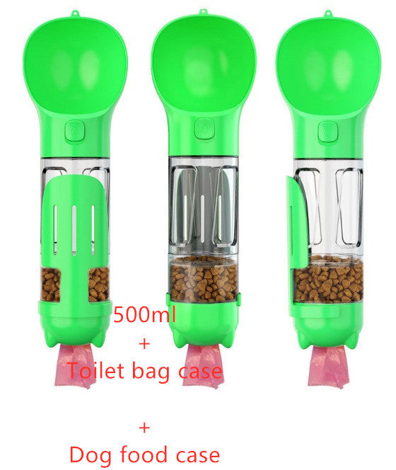 Portable 3-in-1 Dog Water Bottle Feeder with Bowl & Garbage Bag Storage