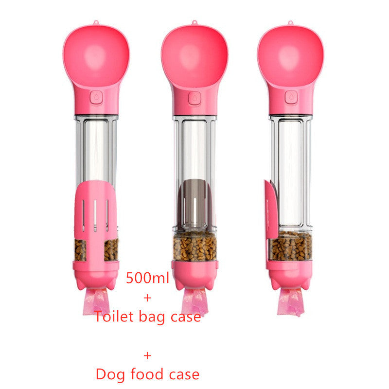 Portable 3-in-1 Dog Water Bottle Feeder with Bowl & Garbage Bag Storage