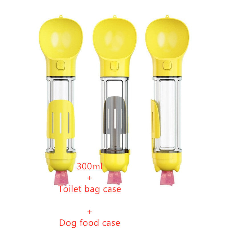 Portable 3-in-1 Dog Water Bottle Feeder with Bowl & Garbage Bag Storage