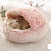 2-in-1 Round Plush Dog & Cat Bed