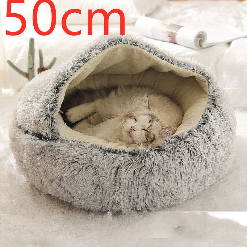 2-in-1 Round Plush Dog & Cat Bed