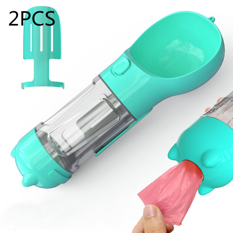 Portable 3-in-1 Dog Water Bottle Feeder with Bowl & Garbage Bag Storage