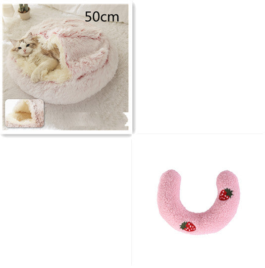 2-in-1 Round Plush Dog & Cat Bed