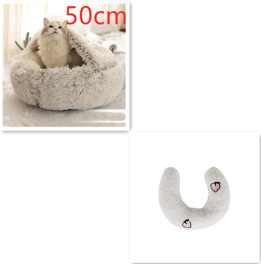 2-in-1 Round Plush Dog & Cat Bed