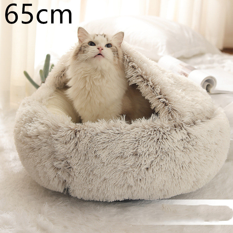 2-in-1 Round Plush Dog & Cat Bed