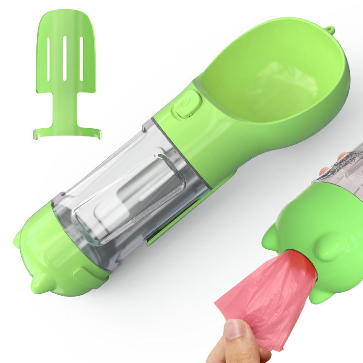 Portable 3-in-1 Dog Water Bottle Feeder with Bowl & Garbage Bag Storage