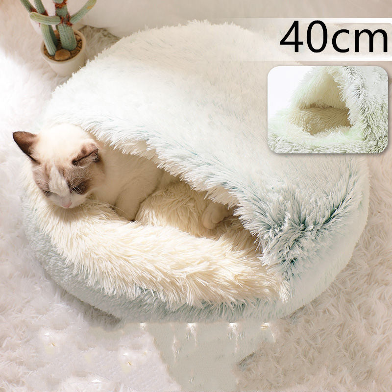 2-in-1 Round Plush Dog & Cat Bed