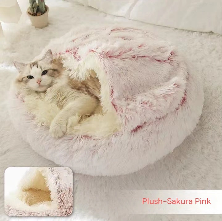 2-in-1 Round Plush Dog & Cat Bed
