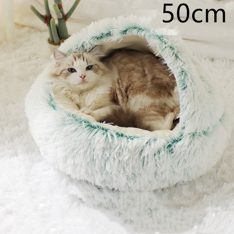 2-in-1 Round Plush Dog & Cat Bed
