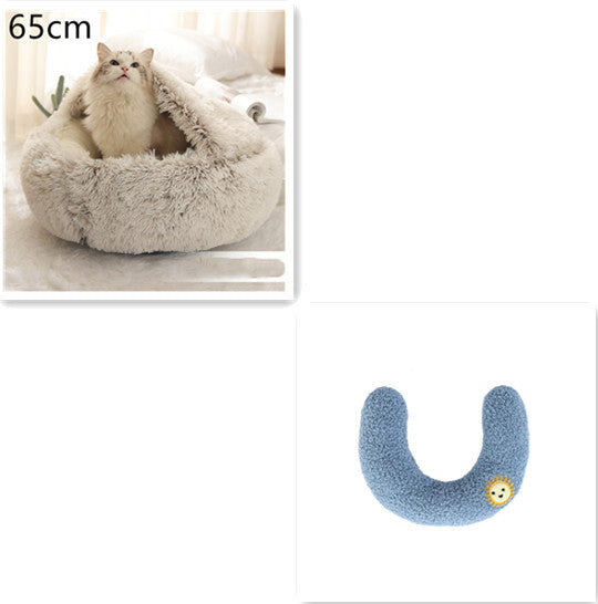 2-in-1 Round Plush Dog & Cat Bed