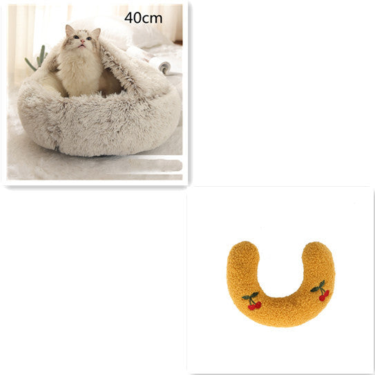 2-in-1 Round Plush Dog & Cat Bed
