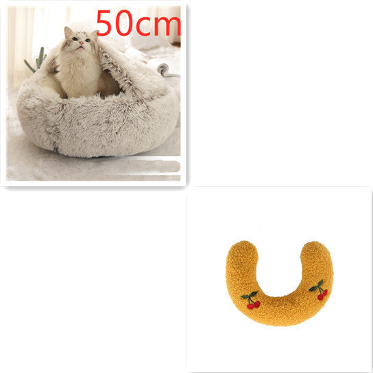 2-in-1 Round Plush Dog & Cat Bed