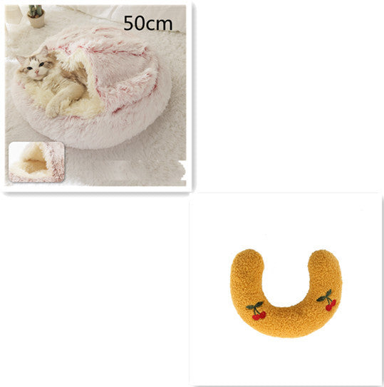 2-in-1 Round Plush Dog & Cat Bed