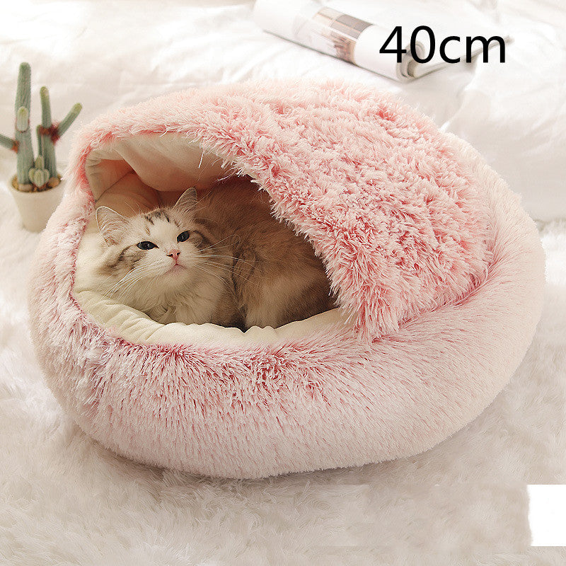 2-in-1 Round Plush Dog & Cat Bed