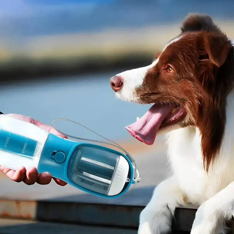 3-in-1 Portable Dog Water Bottle with Food Container & Waste Bag Dispenser