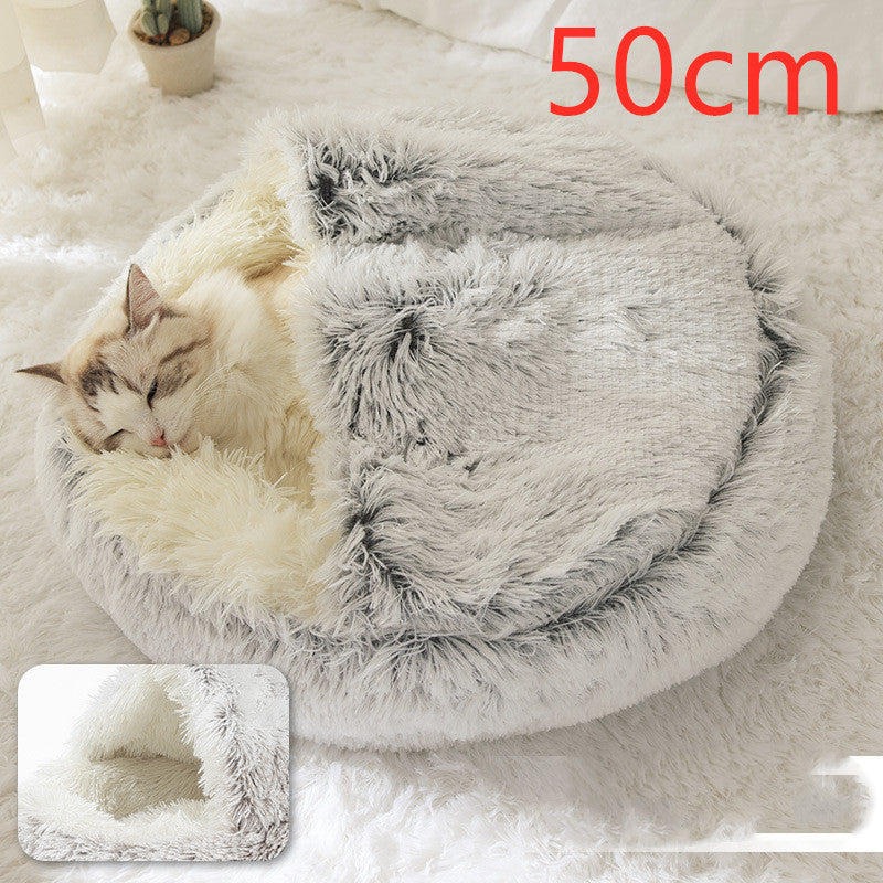 2-in-1 Round Plush Dog & Cat Bed