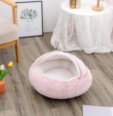 2-in-1 Round Plush Dog & Cat Bed