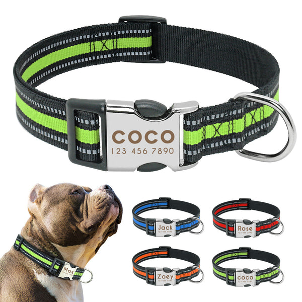 Engraved Reflective Dog Leash Collar