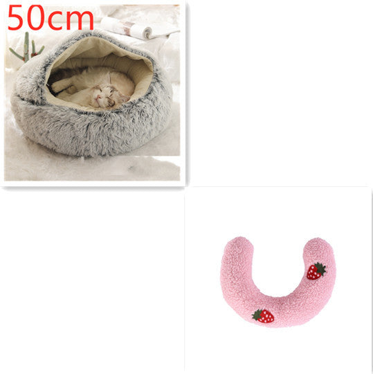 2-in-1 Round Plush Dog & Cat Bed