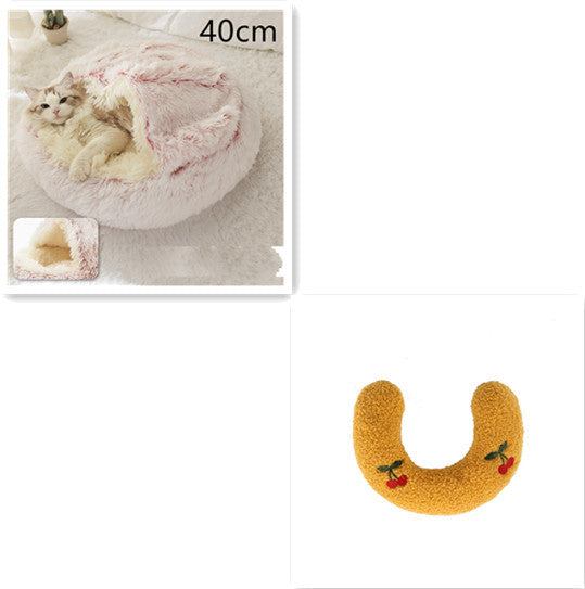 2-in-1 Round Plush Dog & Cat Bed