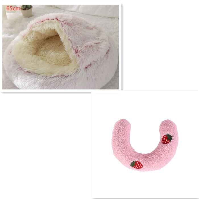 2-in-1 Round Plush Dog & Cat Bed