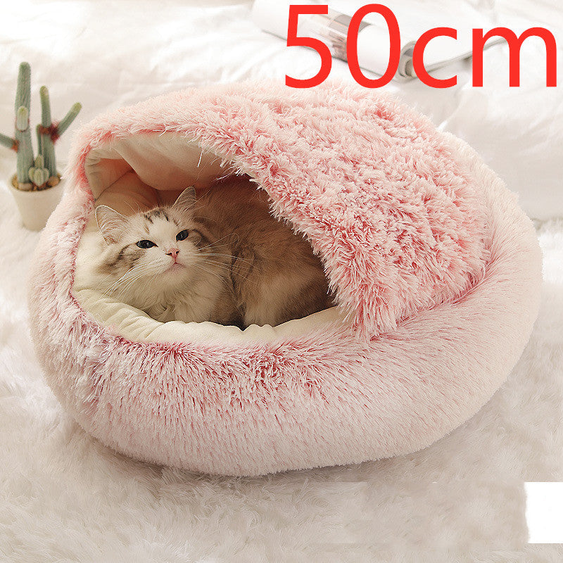 2-in-1 Round Plush Dog & Cat Bed