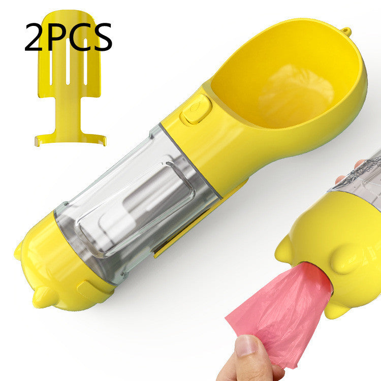 Portable 3-in-1 Dog Water Bottle Feeder with Bowl & Garbage Bag Storage