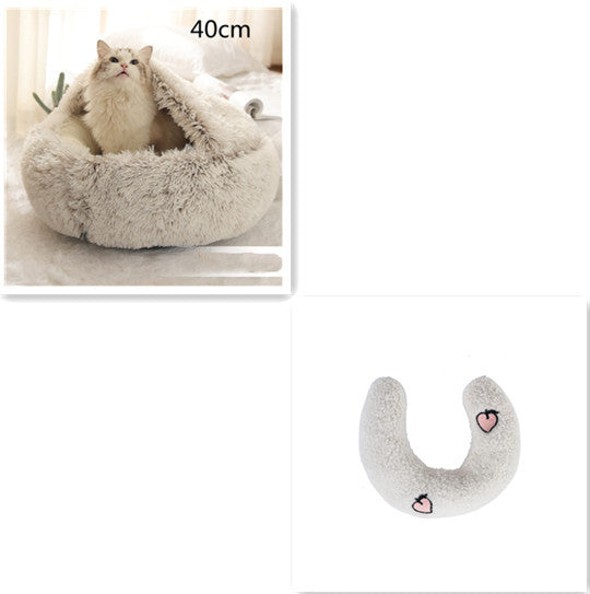 2-in-1 Round Plush Dog & Cat Bed