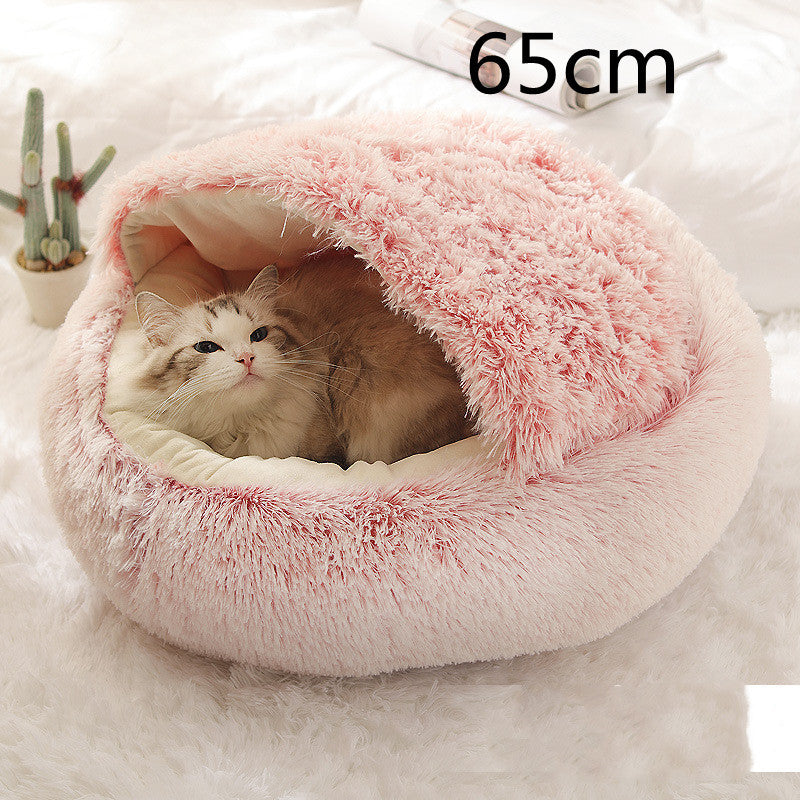 2-in-1 Round Plush Dog & Cat Bed
