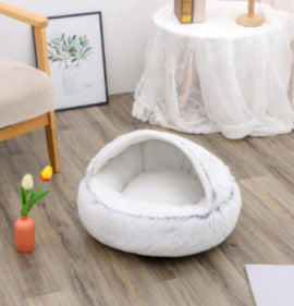 2-in-1 Round Plush Dog & Cat Bed