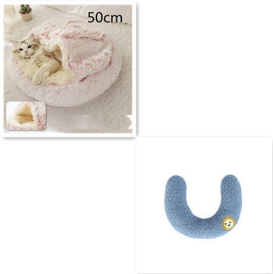 2-in-1 Round Plush Dog & Cat Bed
