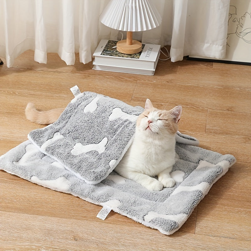 Self-Warming Reversible Pet Bed Mat for Dogs & Cats
