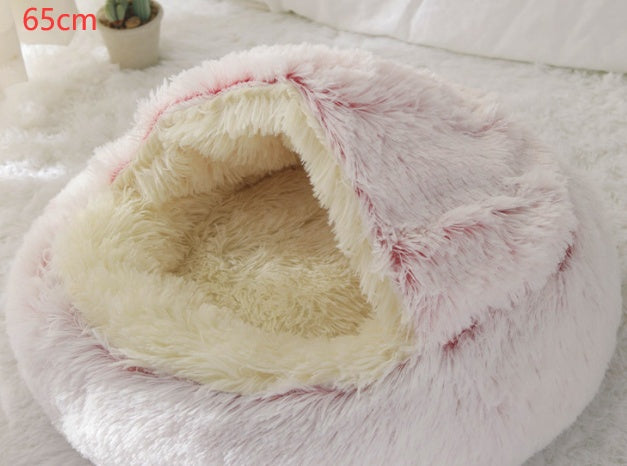 2-in-1 Round Plush Dog & Cat Bed