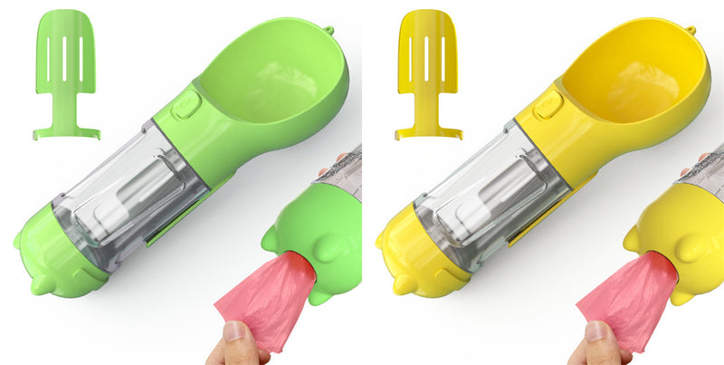 Portable 3-in-1 Dog Water Bottle Feeder with Bowl & Garbage Bag Storage