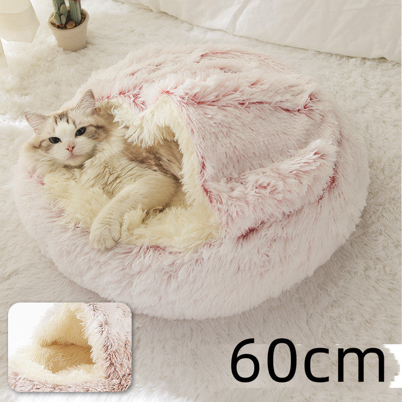 2-in-1 Round Plush Dog & Cat Bed