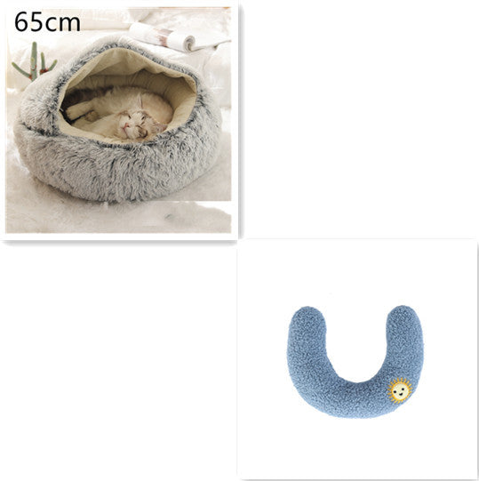 2-in-1 Round Plush Dog & Cat Bed