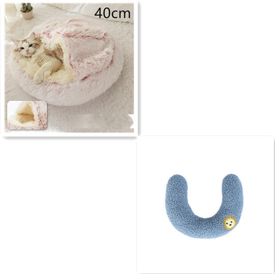 2-in-1 Round Plush Dog & Cat Bed