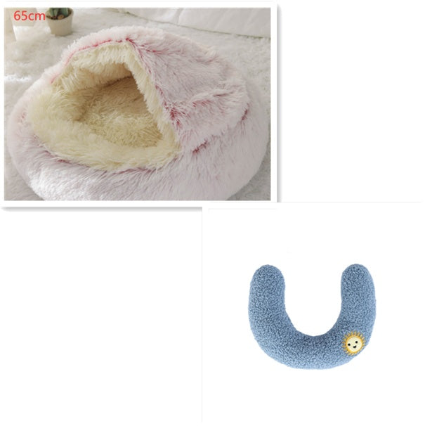 2-in-1 Round Plush Dog & Cat Bed